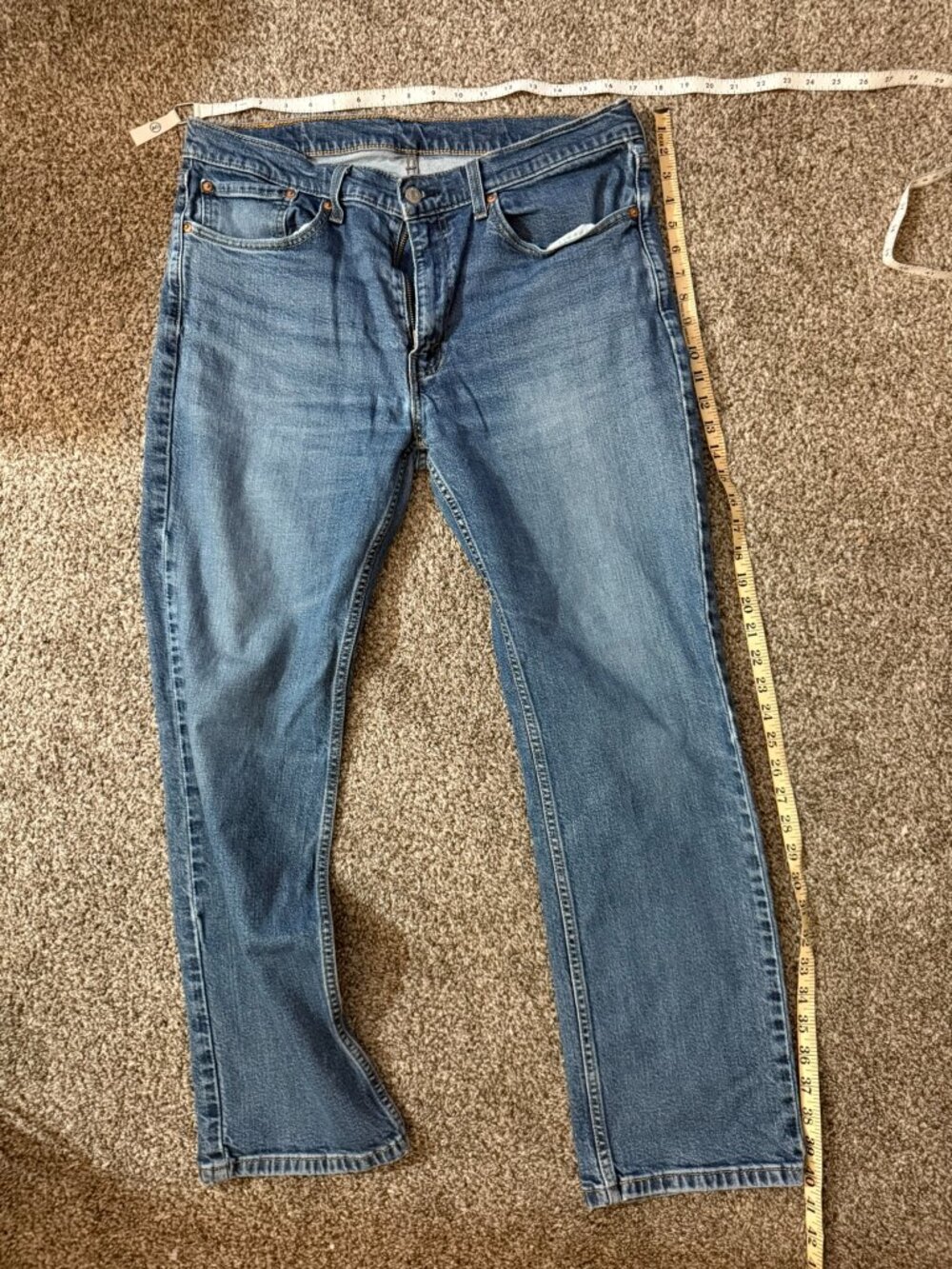 Levi Strauss Mens Blue Denim Jeans Size 34 Waist Straight Leg